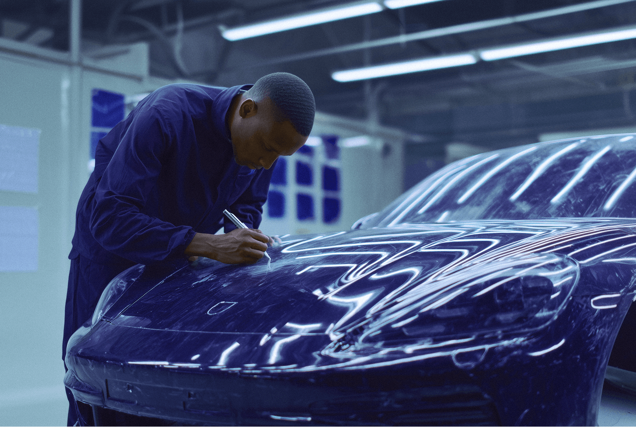 Image depicting Advanced Manufacturing, a person in a car manufacturing facility.